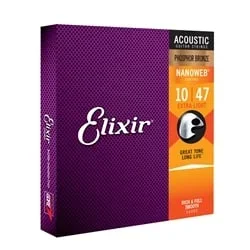 Elixir 16002 Phosphor Bronze Extra Light (.010 – .047) Acoustic Guitar Strings with Nanoweb Coating
