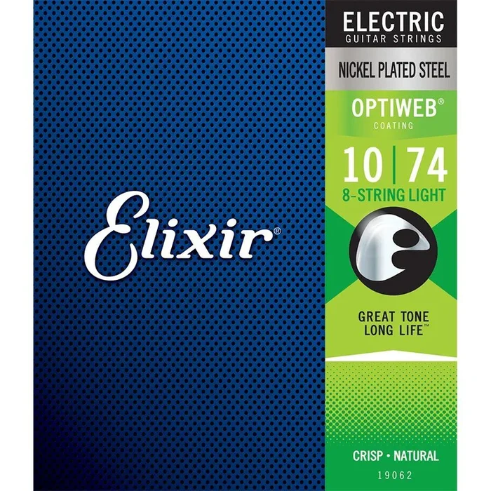 Elixir 19062 Optiweb 8-String Electric Guitar Strings Light 10-74 Gauge