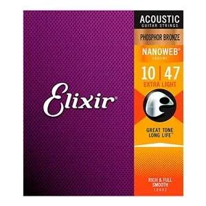 Elixir Nanoweb Phosphor Bronze Acoustic Guitar Strings – 16002 Extra Light (10-47)