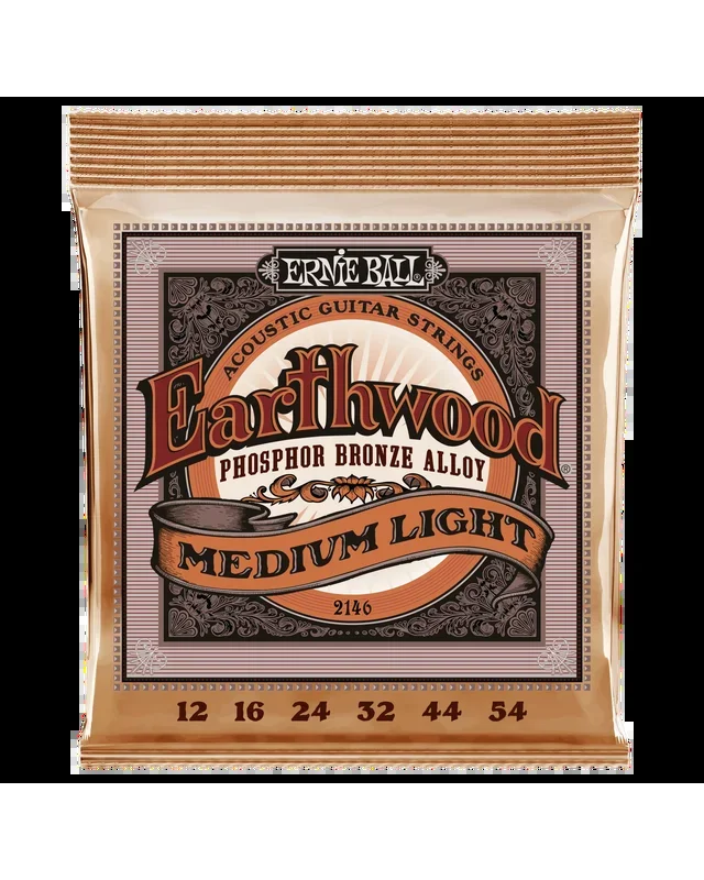 Ernie Ball 2146 Earthwood Phosphor Bronze Medium Light Gauge Acoustic Guitar Strings