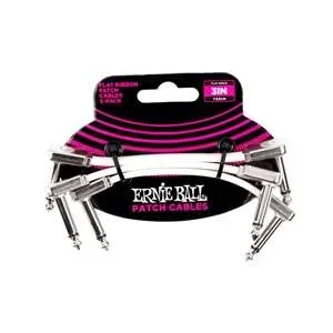 Ernie Ball 3″ Flat Ribbon Patch Cables – White (3-Pack)