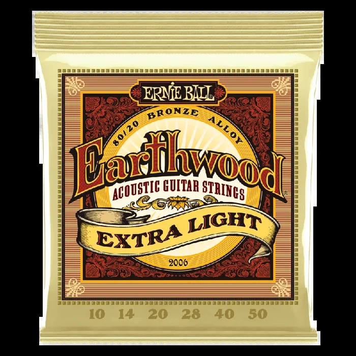 Ernie Ball Earthwood Extra Light 80-20 Bronze Acoustic Guitar Strings, 10-50 Gauge