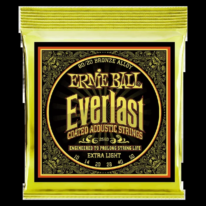 Ernie Ball Everlast Extra Light Coated 80-20 Bronze Acoustic String, 10-50 Gauge