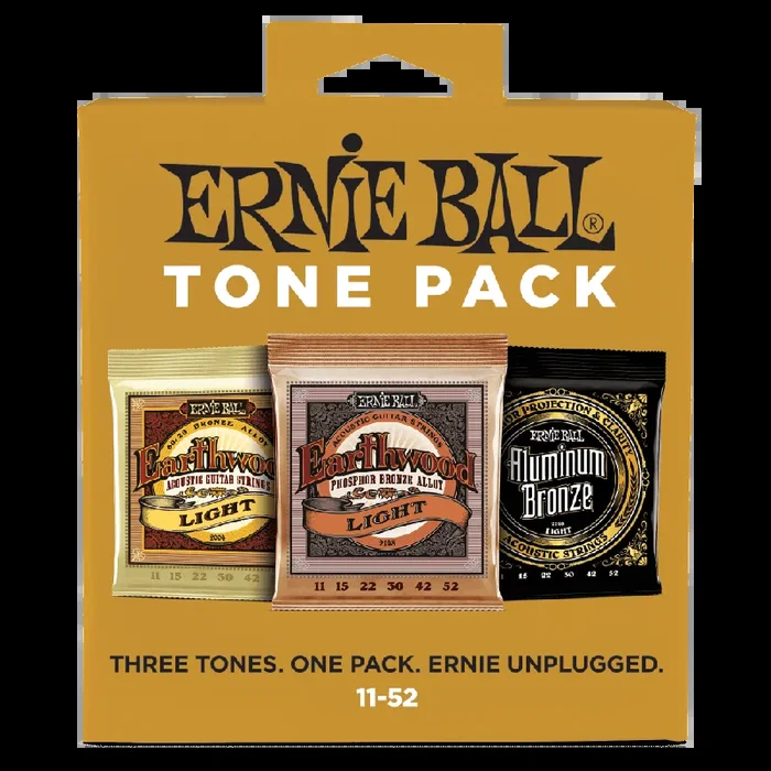 Ernie Ball Light Acoustic Guitar String Tone Pack, 11-52 Gauge