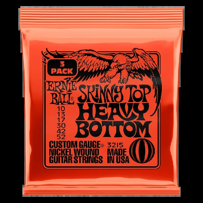 Ernie Ball Skinny Top Heavy Bottom Slinky Nickel Wound Electric Guitar Strings 3 Piece Pack, 10-52 Gauge