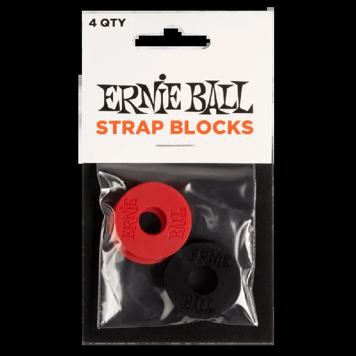 Ernie Ball Strap Blocks 4-Pack – Black and Red