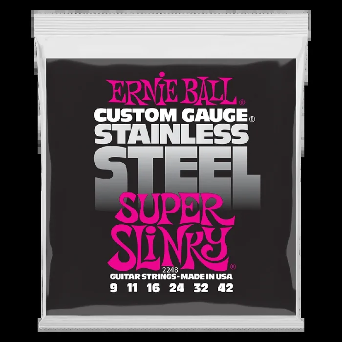 Ernie Ball Super Slinky Stainless Steel Wound Electric Guitar Strings-9-42 Gauge