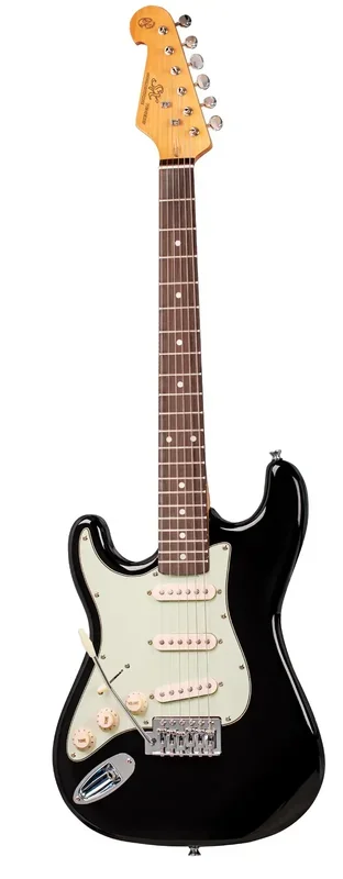 Essex Vintage VES34 3/4 Size SC Style Left Hand Electric Guitar SSS Black