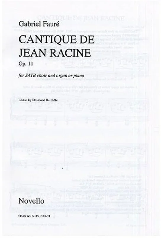 Faure Cantique De Jean Racine Op 11 SATB (Octavo) Book