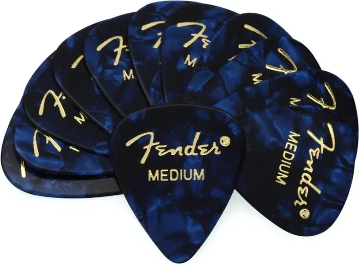Fender 351 Shape Premium Celluloid Picks – Medium Blue Moto (12-pack)