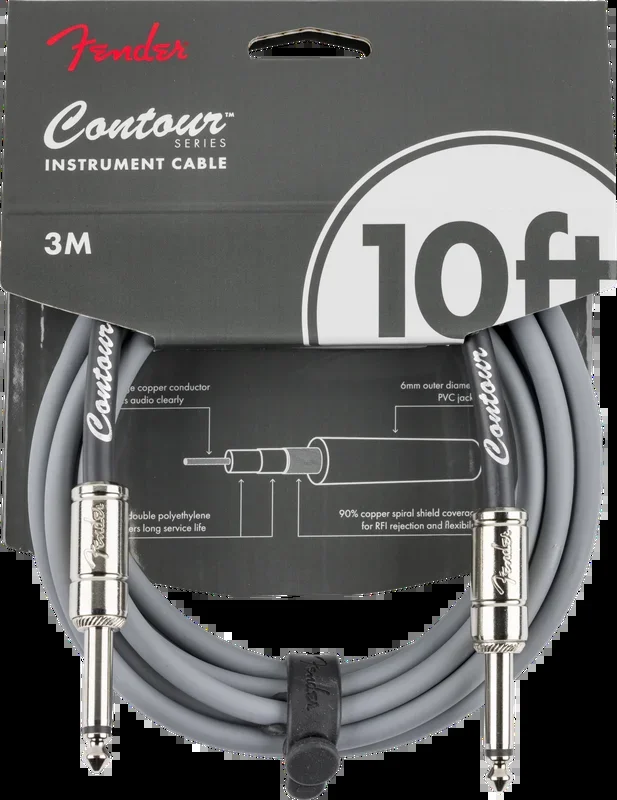 Fender Contour 10′ Cable, Inca Silver