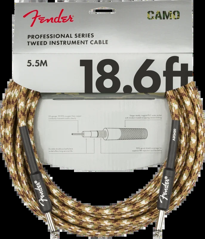 Fender Professional Series Instrument Cable 18.6ft/5.5m, Desert Camo
