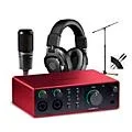 Focusrite Scarlett 4i4 4th Gen With Audio-Technica Microphone & Sterling Studio Headphone Package (Stand & Cable Included) Standard