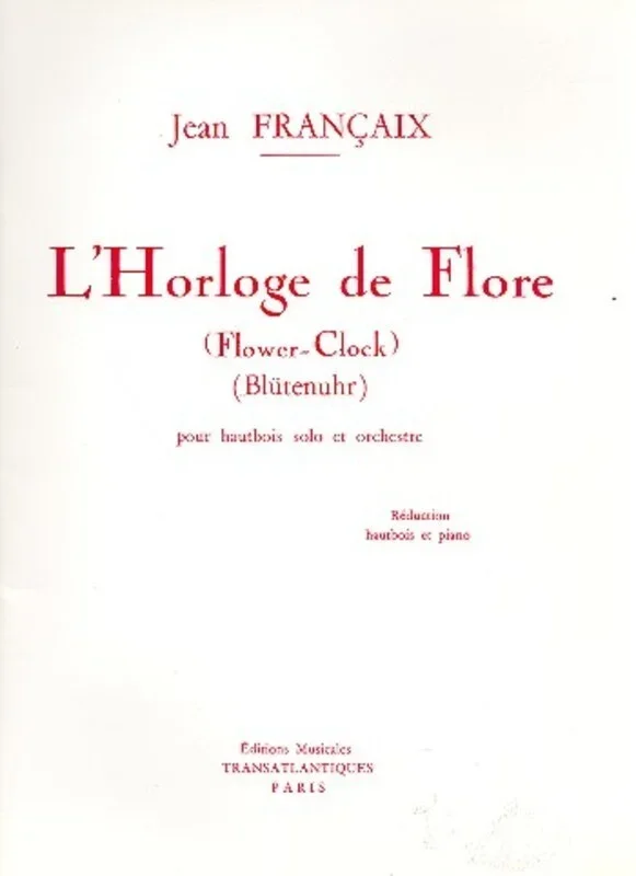 Francaix – L’Horloge De Flore (Flower Clock) Oboe/Piano (Softcover Book)