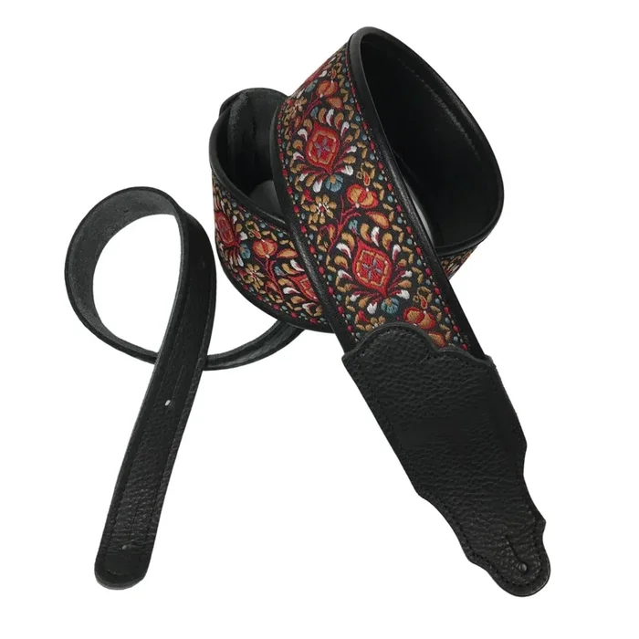 Franklin Strap Retro Folk Deluxe Guitar Strap – Red/Bronze