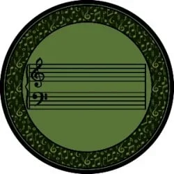 Fully Staffed Classroom Music Rug – 5 Ft 4 In Round Sage