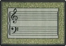Fully Staffed Classroom Music Rug – 7 Ft 8 In x 10 Ft 9 In Sage