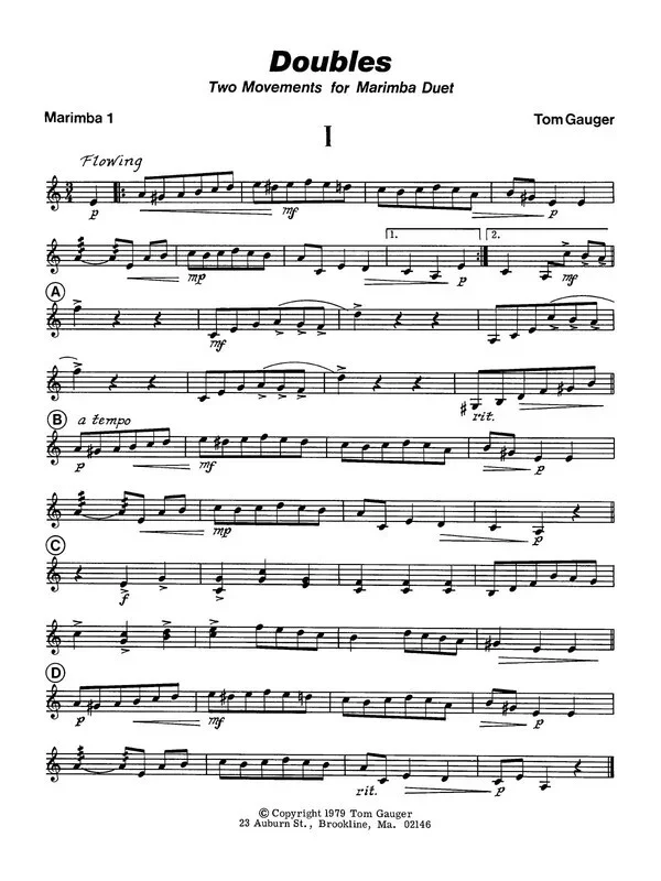 Gauger – Doubles For Marimba Duet (Softcover Book)