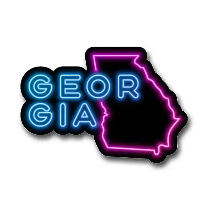 Georgia Neon State Outline Sticker Vinyl Decal 5″