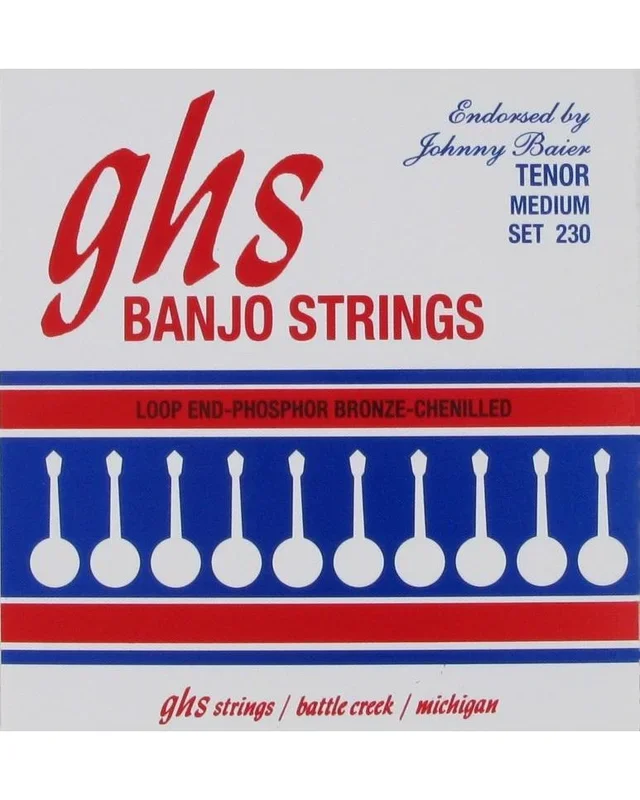 GHS 230 Phosphor Bronze Chenilled Medium Gauge Johnny Baier 4-String Tenor Banjo Strings