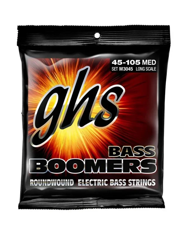 GHS M3045 Boomers Nickel-Plated Steel Medium Gauge Electric Bass Strings, Long Scale