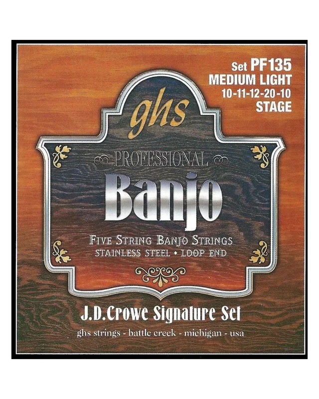 GHS PF135 J.D. Crowe Signature Stage Stainless Steel Light Gauge 5-String Banjo Strings