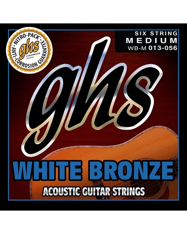 GHS WB-M White Bronze Medium Gauge Acoustic/Electric Guitar Strings