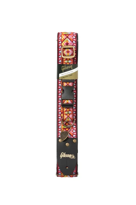 Gibson Dog Gtr Strap & Collar Set Pink Sm 7-27Kg