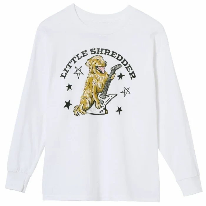 GIBSON KIDS LITTLE SHREDDER LONGSLEEVE TEE WHITE 100% COTTON DOG ARTWORK