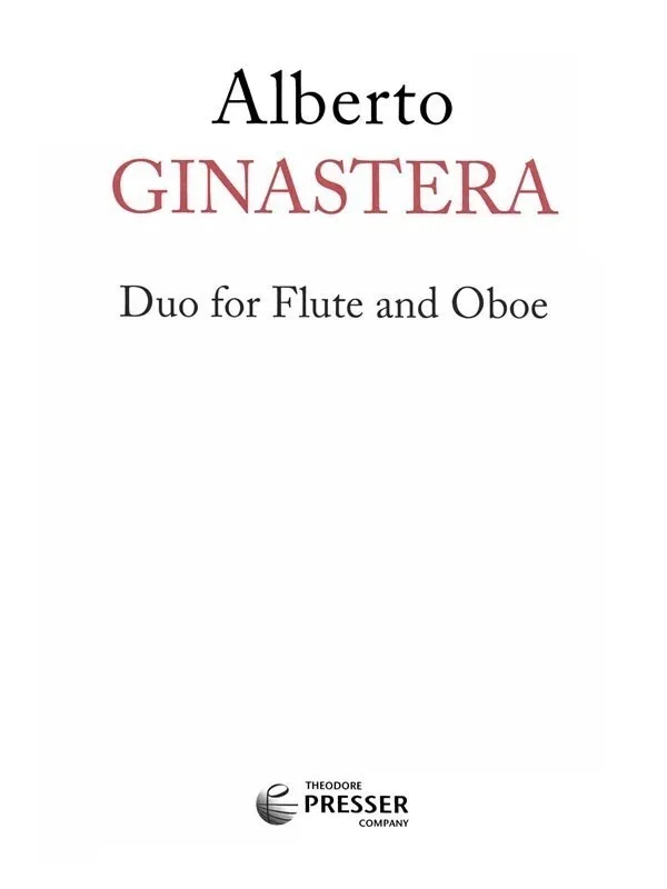 Ginastera – Duo For Flute And Oboe (Softcover Book)