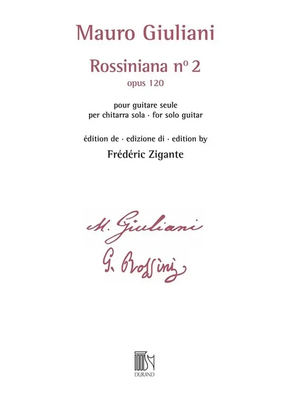 Giuliani – Rossiniana No 2 Op 120 For Solo Guitar Softcover Book (Classical Guitar)