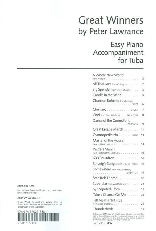 Great Winners For Tuba Piano Accomp (Softcover Book)