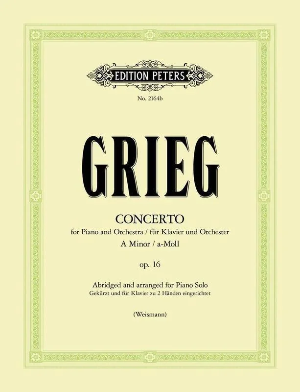Grieg – Concerto Op 16 A Min Piano Solo Abridged (Softcover Book)