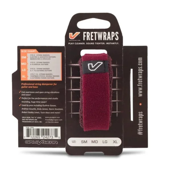 Gruv Gear FretWraps HD “Wine” Guitar String Muters/Dampeners 1-Pack (Burgundy, Medium)