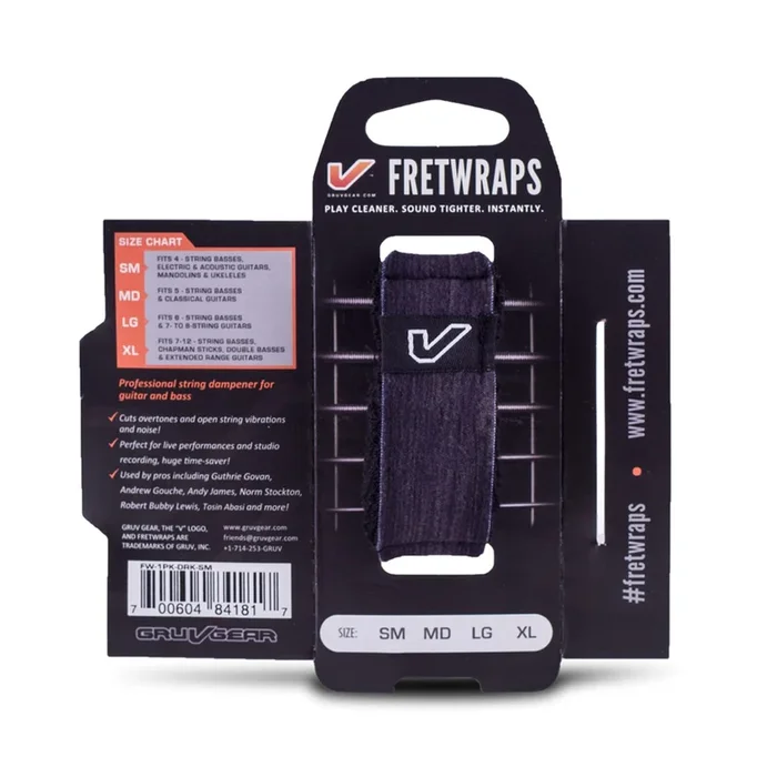 Gruv Gear FretWraps Wood “Ebony” Guitar String Muters/Dampeners 1-Pack (Small)