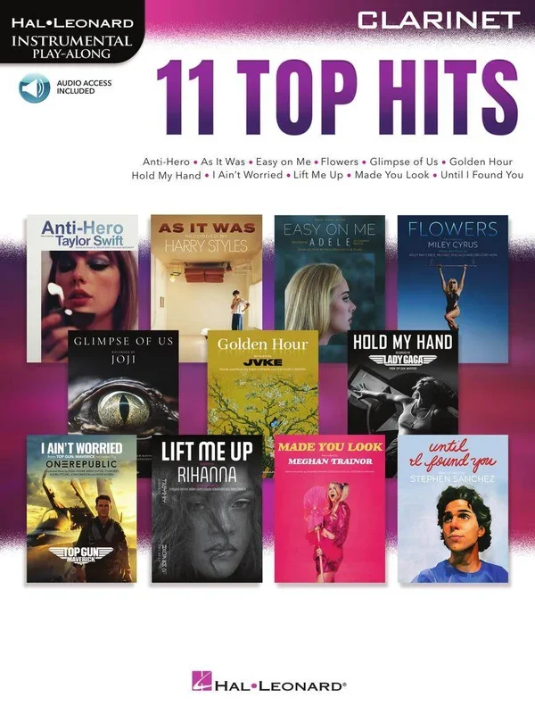 HAL LEONARD 01235302 11 Top Hits for Clarinet – Instrumental Play-Along