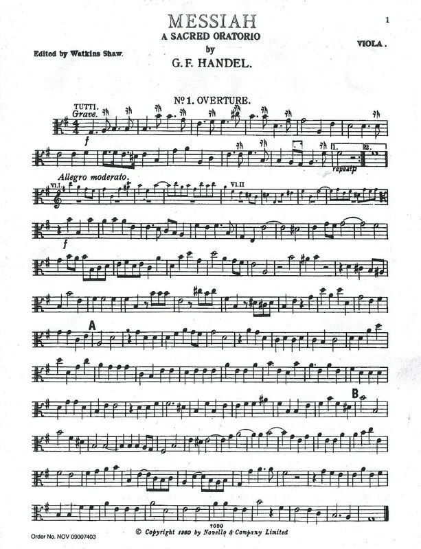 Handel Messiah (Shaw) Viola (Part) Book