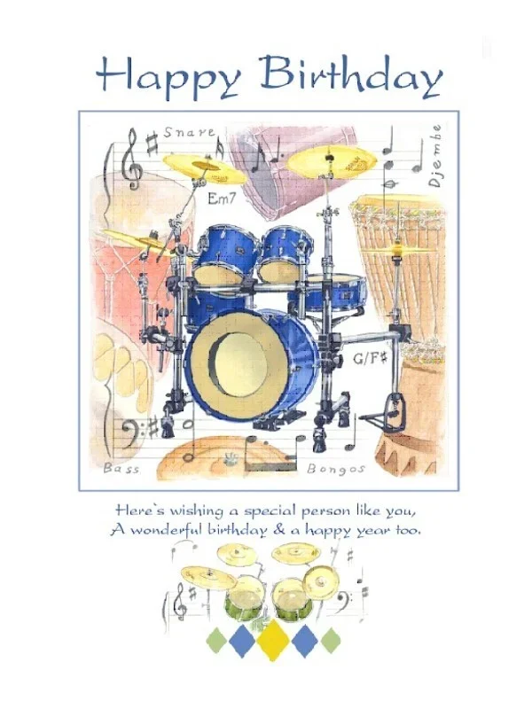 Happy Birthday Card – Drum Book
