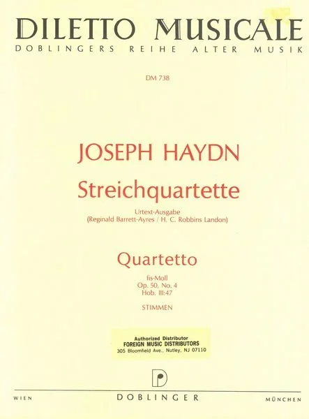 Haydn: String Quartet in F-sharp Minor, Hob. III:47, Op. 50, No. 4