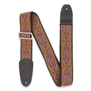 Henry Heller Woven Jacquard Guitar Strap – Multicolor Pink/Purple/Green 2″ with Nylon Backing