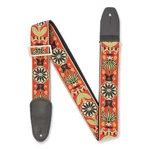 Henry Heller Woven Jacquard Guitar Strap – Multicolor Red 2″ with Nylon Backing
