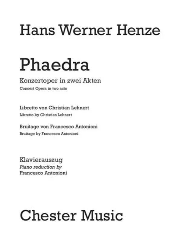 Henze – Phaedra Vocal Score