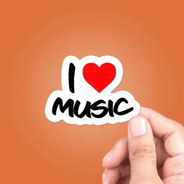 I Love Music Sticker Vinyl Decal 3″