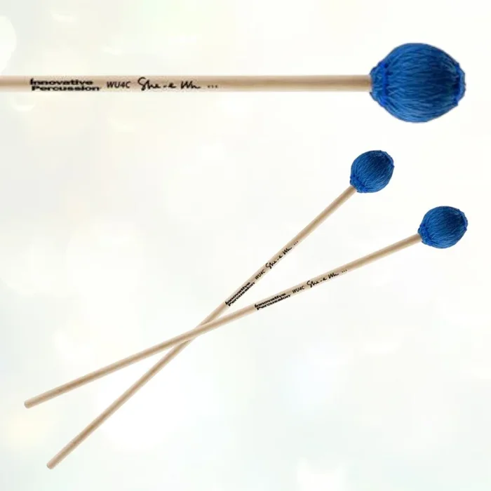 Innovative Percussion Medium Hard Concerto Marimba Mallets – Electric Blue Bamboo Cord – Birch