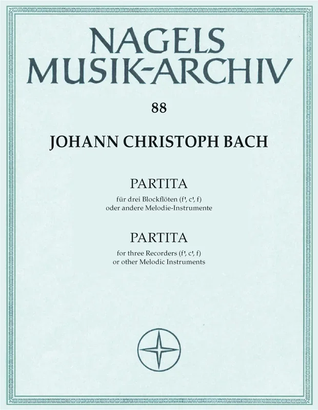 J.C Bach : Partita in C for Recorder Ensemble – Score & Parts