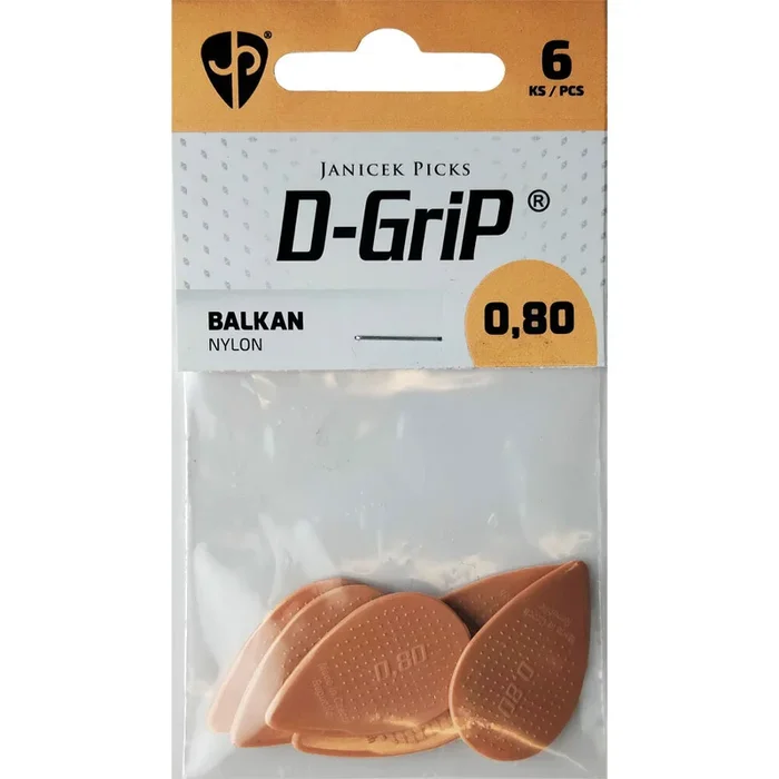 Janicek D-Grip Balkan Nylon Pick in Cream (0.80mm) – 6pk