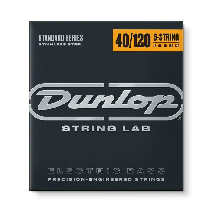 Jim Dunlop DBS40120 5-String Bass Guitar String Set 40-120 Stainless Steel Long Scale