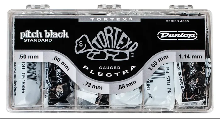 Jim Dunlop Tortex Pitch Black Guitar Picks – PICK DISPLAY BLACK GOLD Q/P432