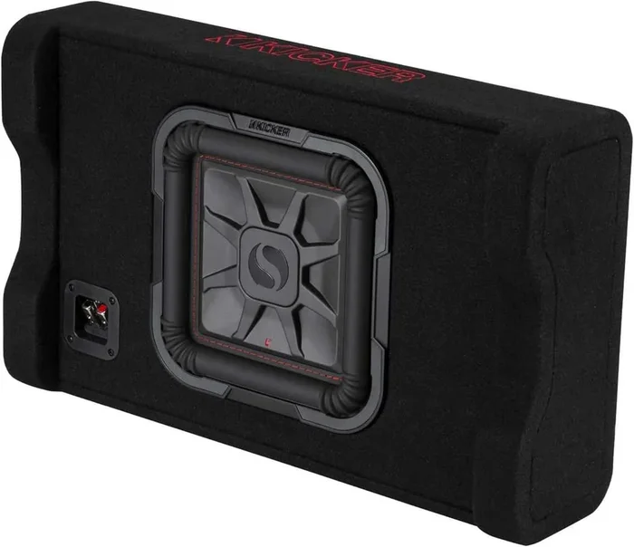 Kicker 49L7TDF102 Sealed Downward-Firing Enclosure with L7T 10″ 2-Ohm Shallow-Mount Square Subwoofer