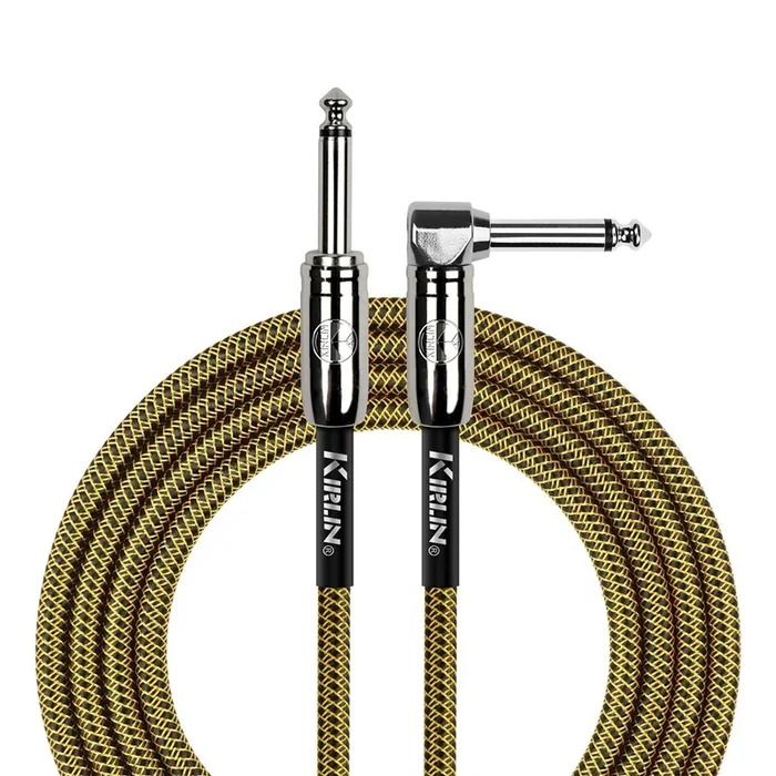 Kirlin IWCC202BY 10ft Tweed Woven Instrument Cable RA-Straight Chrome Ends